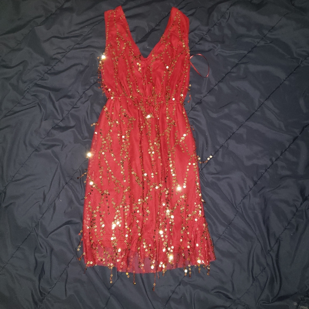 Red sequin dress